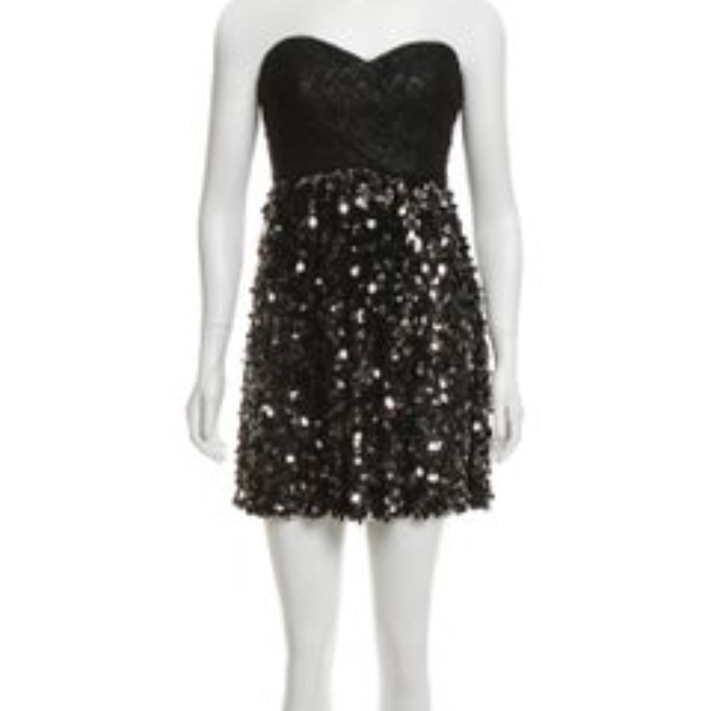 Tibi Strapless Embellished Mini Dress